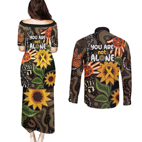 Australia Indigenous Couples Matching Puletasi and Long Sleeve Button Shirt You Are Not Alone