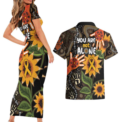 Australia Indigenous Couples Matching Short Sleeve Bodycon Dress and Hawaiian Shirt You Are Not Alone