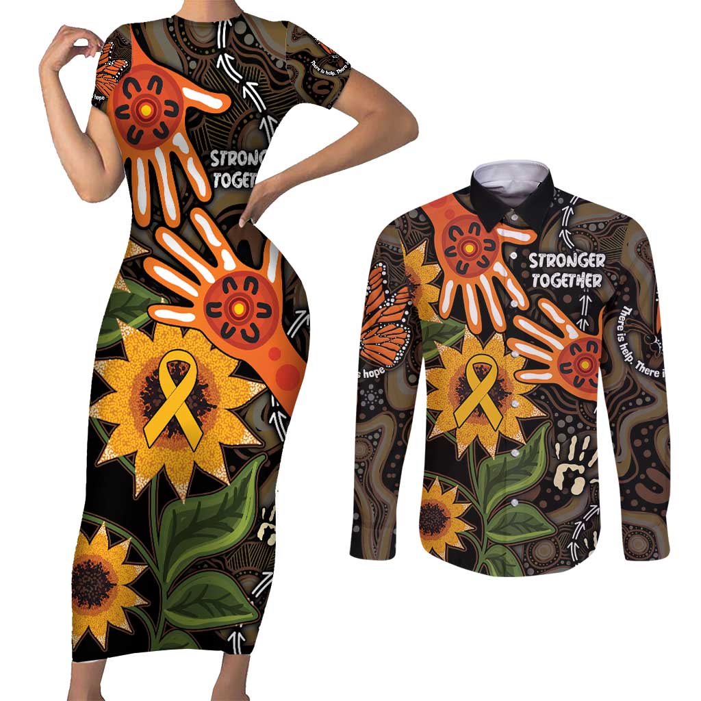 Australia Indigenous Couples Matching Short Sleeve Bodycon Dress and Long Sleeve Button Shirt You Are Not Alone