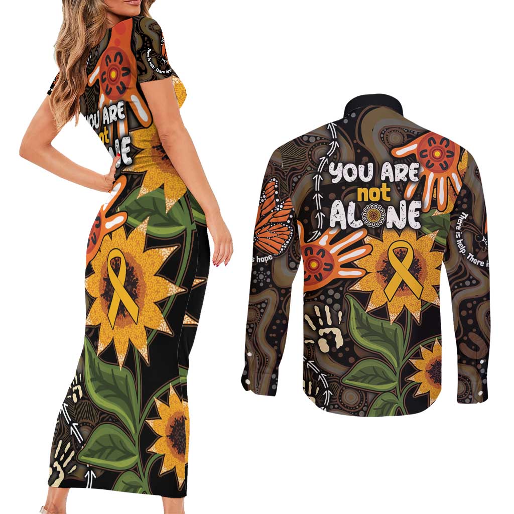 Australia Indigenous Couples Matching Short Sleeve Bodycon Dress and Long Sleeve Button Shirt You Are Not Alone