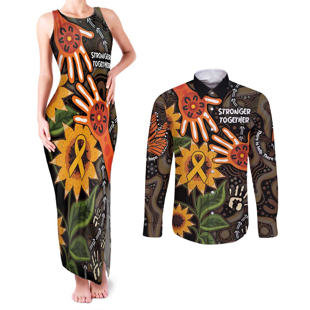 Australia Indigenous Couples Matching Tank Maxi Dress and Long Sleeve Button Shirt You Are Not Alone