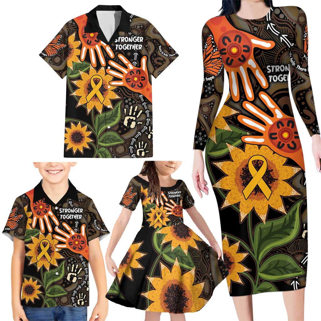 Australia Indigenous Family Matching Long Sleeve Bodycon Dress and Hawaiian Shirt You Are Not Alone
