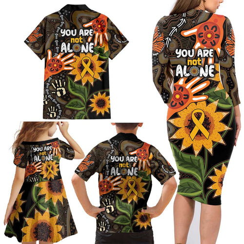 Australia Indigenous Family Matching Long Sleeve Bodycon Dress and Hawaiian Shirt You Are Not Alone