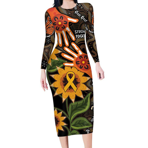 Australia Indigenous Family Matching Long Sleeve Bodycon Dress and Hawaiian Shirt You Are Not Alone