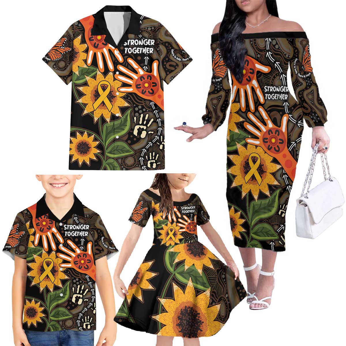 Australia Indigenous Family Matching Off The Shoulder Long Sleeve Dress and Hawaiian Shirt You Are Not Alone
