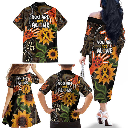Australia Indigenous Family Matching Off The Shoulder Long Sleeve Dress and Hawaiian Shirt You Are Not Alone