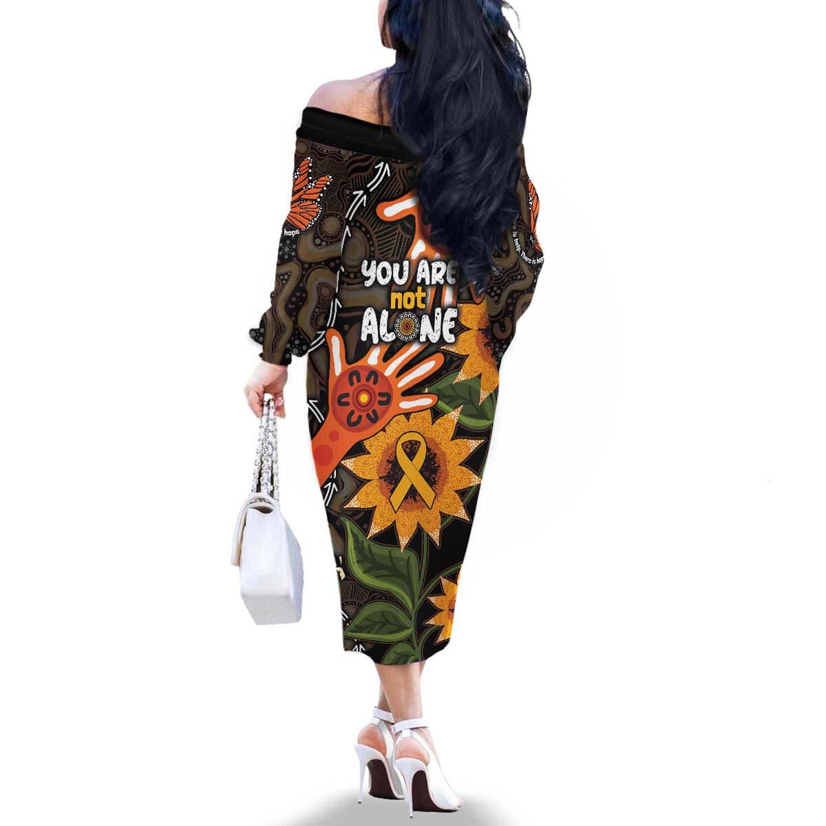 Australia Indigenous Family Matching Off The Shoulder Long Sleeve Dress and Hawaiian Shirt You Are Not Alone
