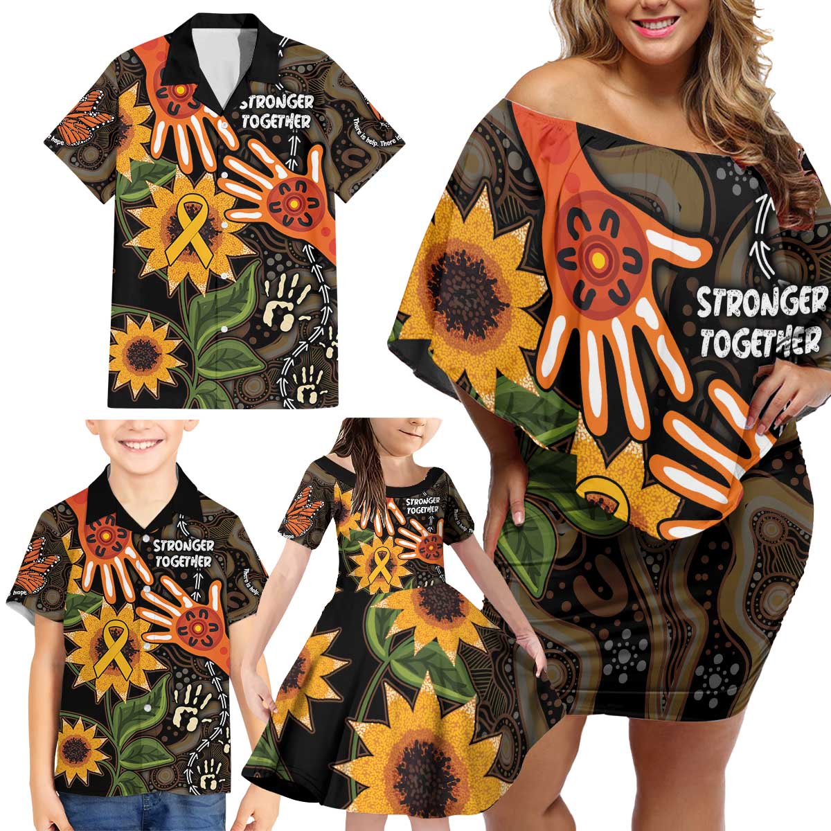 Australia Indigenous Family Matching Off Shoulder Short Dress and Hawaiian Shirt You Are Not Alone