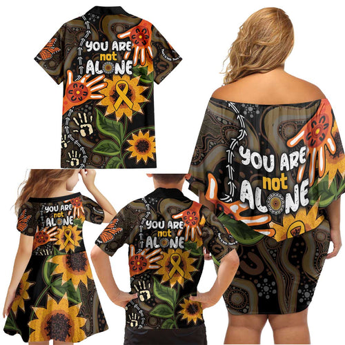 Australia Indigenous Family Matching Off Shoulder Short Dress and Hawaiian Shirt You Are Not Alone