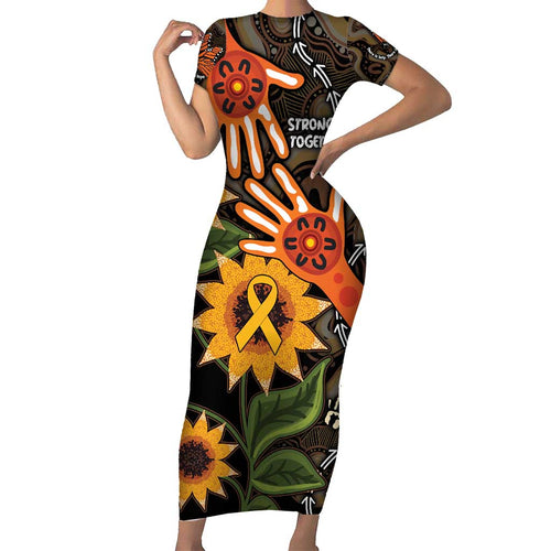Australia Indigenous Family Matching Short Sleeve Bodycon Dress and Hawaiian Shirt You Are Not Alone