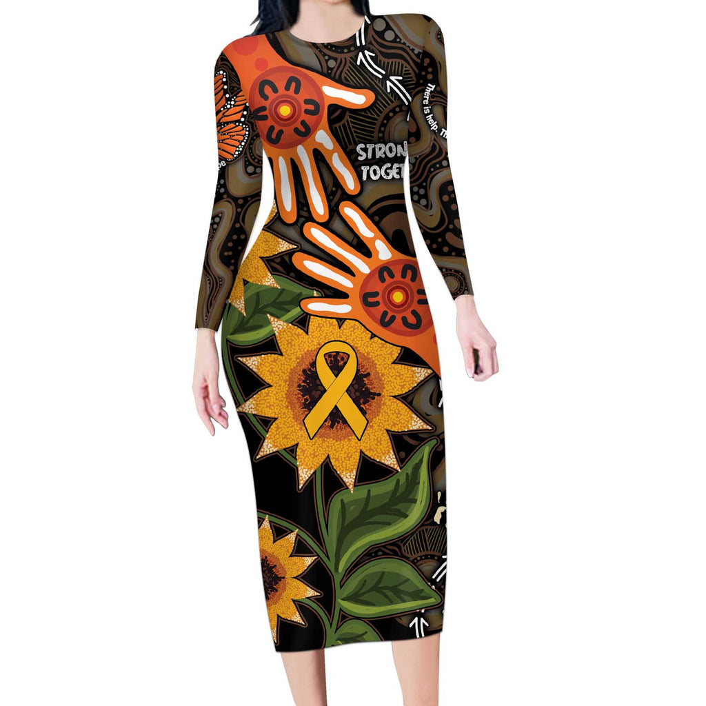 Australia Indigenous Long Sleeve Bodycon Dress You Are Not Alone