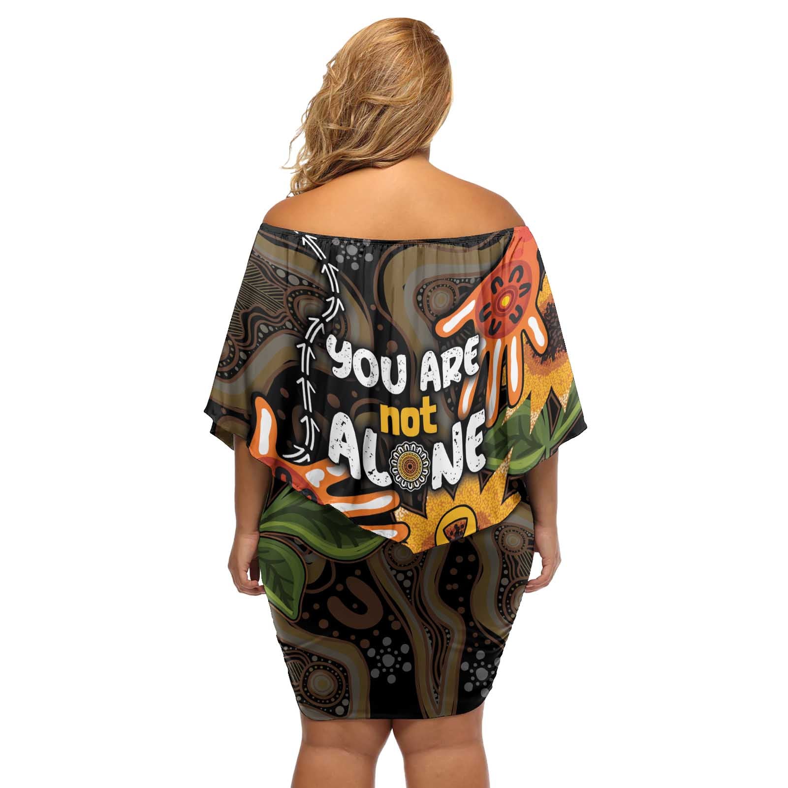 Australia Indigenous Off Shoulder Short Dress You Are Not Alone
