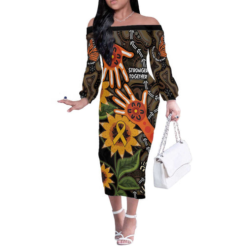 Australia Indigenous Off The Shoulder Long Sleeve Dress You Are Not Alone