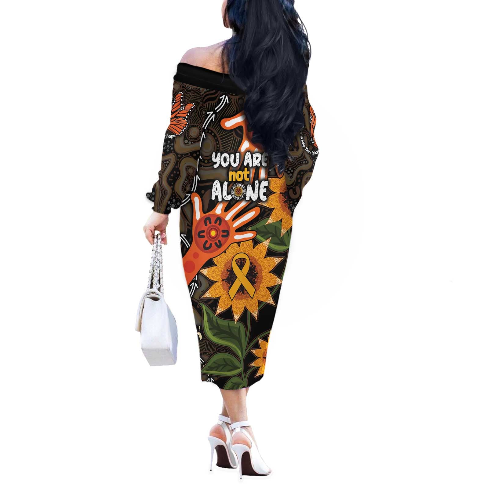 Australia Indigenous Off The Shoulder Long Sleeve Dress You Are Not Alone