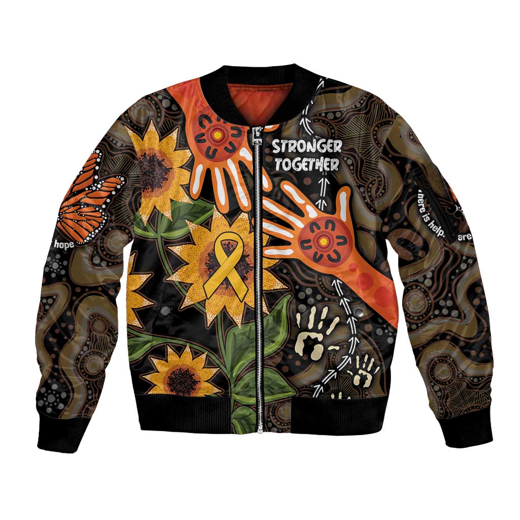 Australia Indigenous Sleeve Zip Bomber Jacket You Are Not Alone