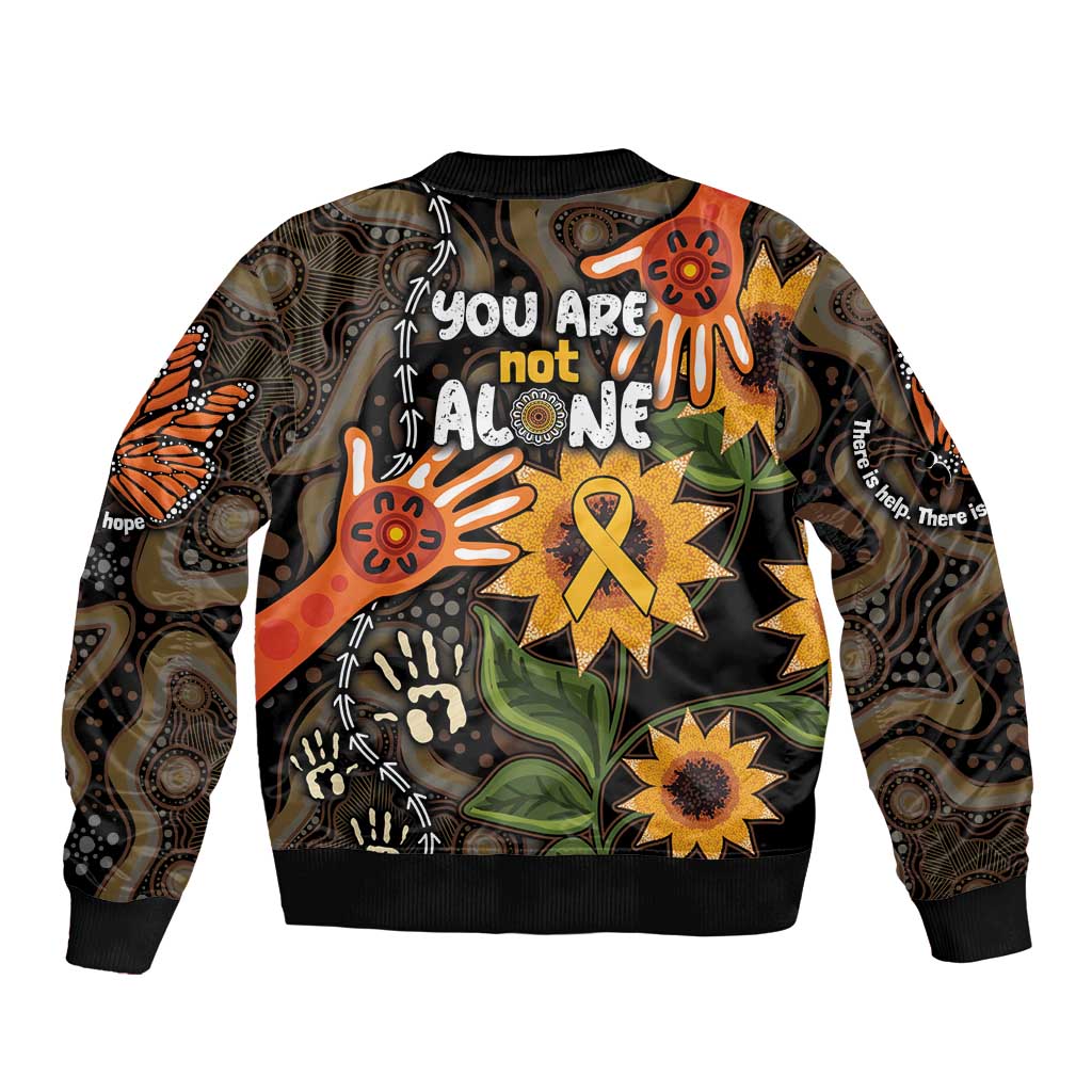 Australia Indigenous Sleeve Zip Bomber Jacket You Are Not Alone