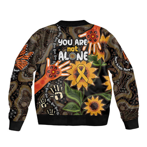 Australia Indigenous Sleeve Zip Bomber Jacket You Are Not Alone