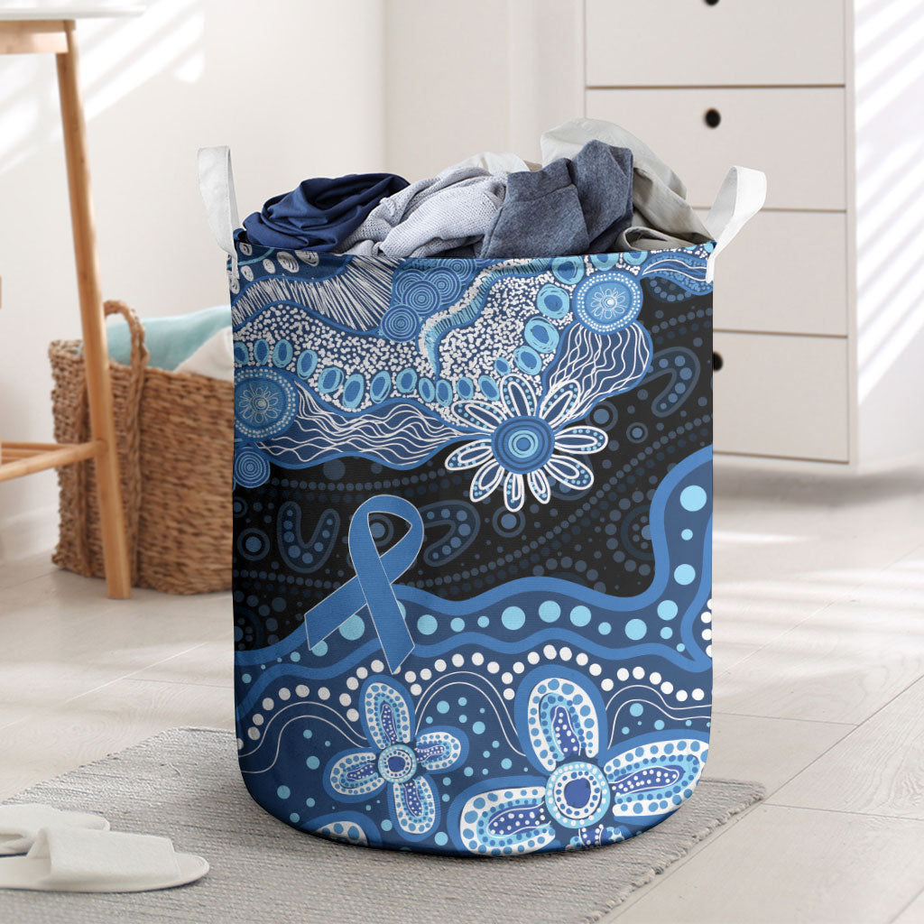 Prostate Cancer Awareness Aussie Indigenous Laundry Basket Blue Ribbon Aboriginal Arts