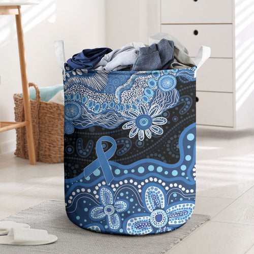 Prostate Cancer Awareness Aussie Indigenous Laundry Basket Blue Ribbon Aboriginal Arts