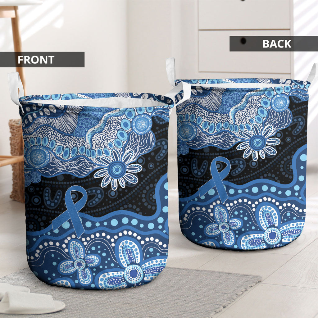 Prostate Cancer Awareness Aussie Indigenous Laundry Basket Blue Ribbon Aboriginal Arts