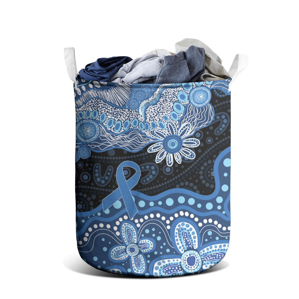 Prostate Cancer Awareness Aussie Indigenous Laundry Basket Blue Ribbon Aboriginal Arts