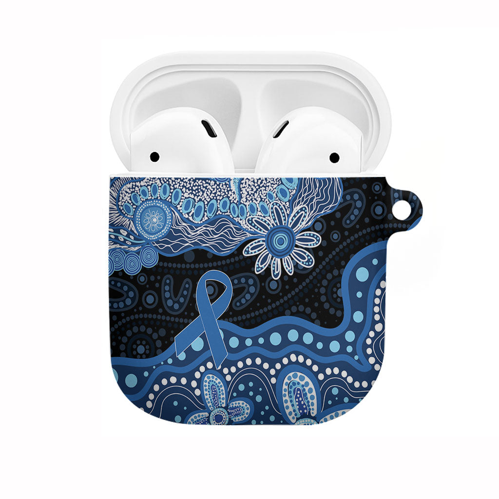 Prostate Cancer Awareness Aussie Indigenous AirPods Case Blue Ribbon Aboriginal Arts