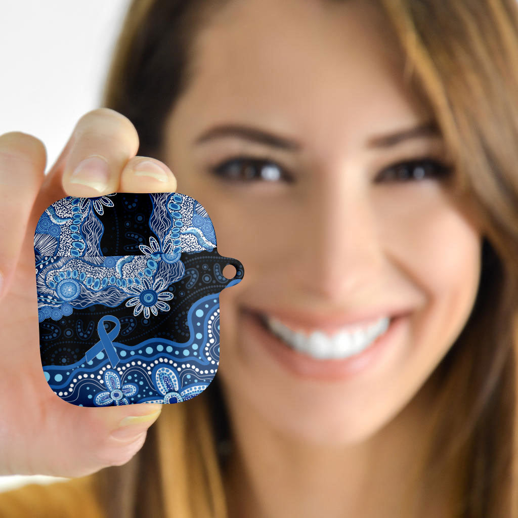 Prostate Cancer Awareness Aussie Indigenous AirPods Case Blue Ribbon Aboriginal Arts