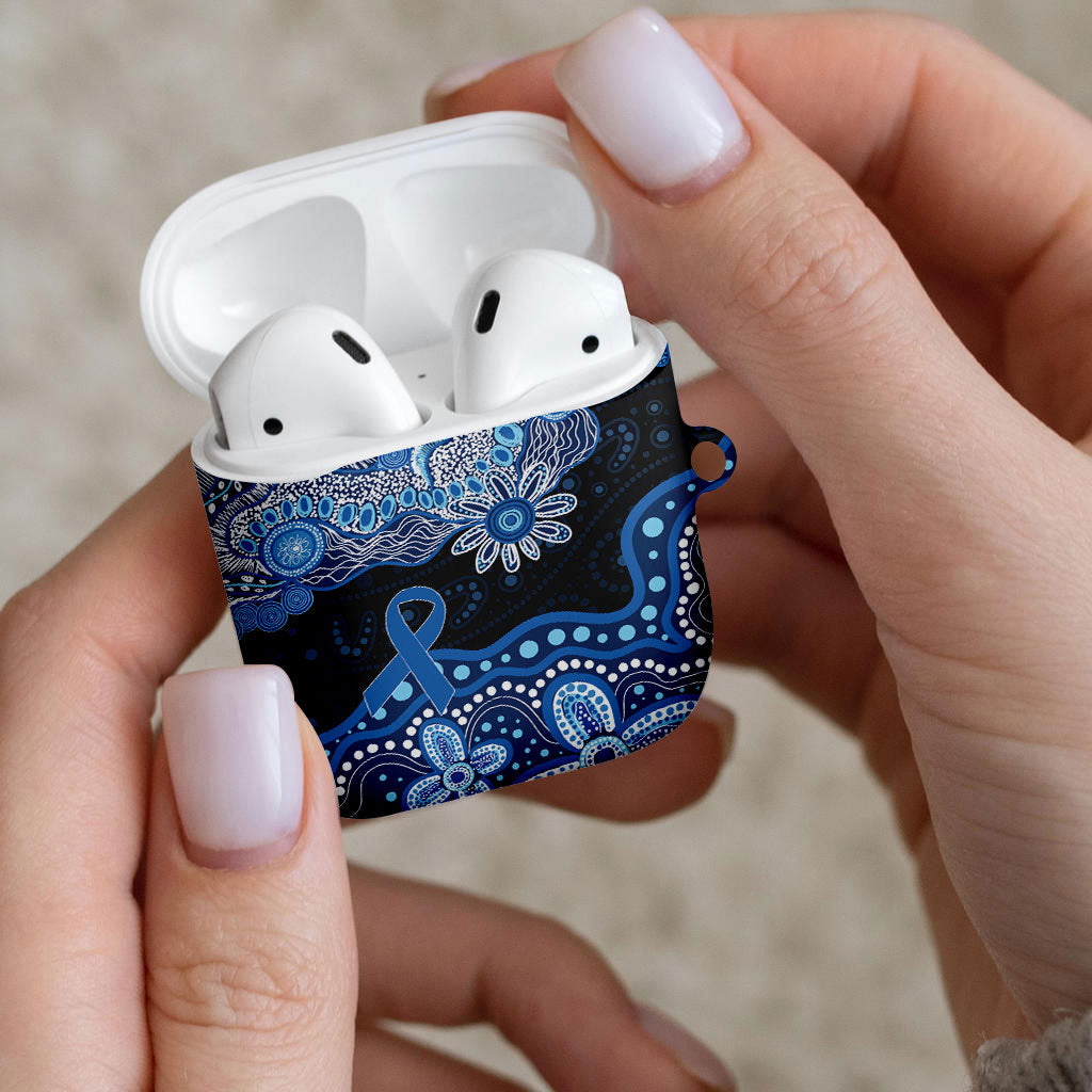 Prostate Cancer Awareness Aussie Indigenous AirPods Case Blue Ribbon Aboriginal Arts