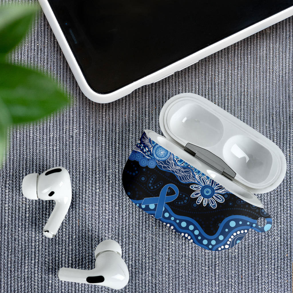 Prostate Cancer Awareness Aussie Indigenous AirPods Case Blue Ribbon Aboriginal Arts