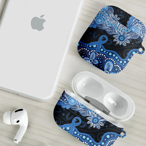 Prostate Cancer Awareness Aussie Indigenous AirPods Case Blue Ribbon Aboriginal Arts