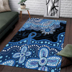 Prostate Cancer Awareness Aussie Indigenous Area Rug Blue Ribbon Aboriginal Arts
