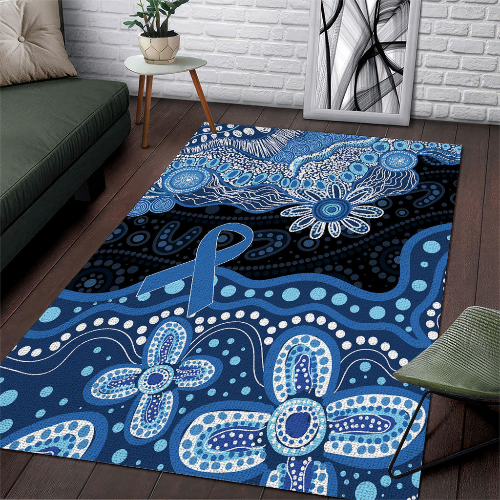 Prostate Cancer Awareness Aussie Indigenous Area Rug Blue Ribbon Aboriginal Arts