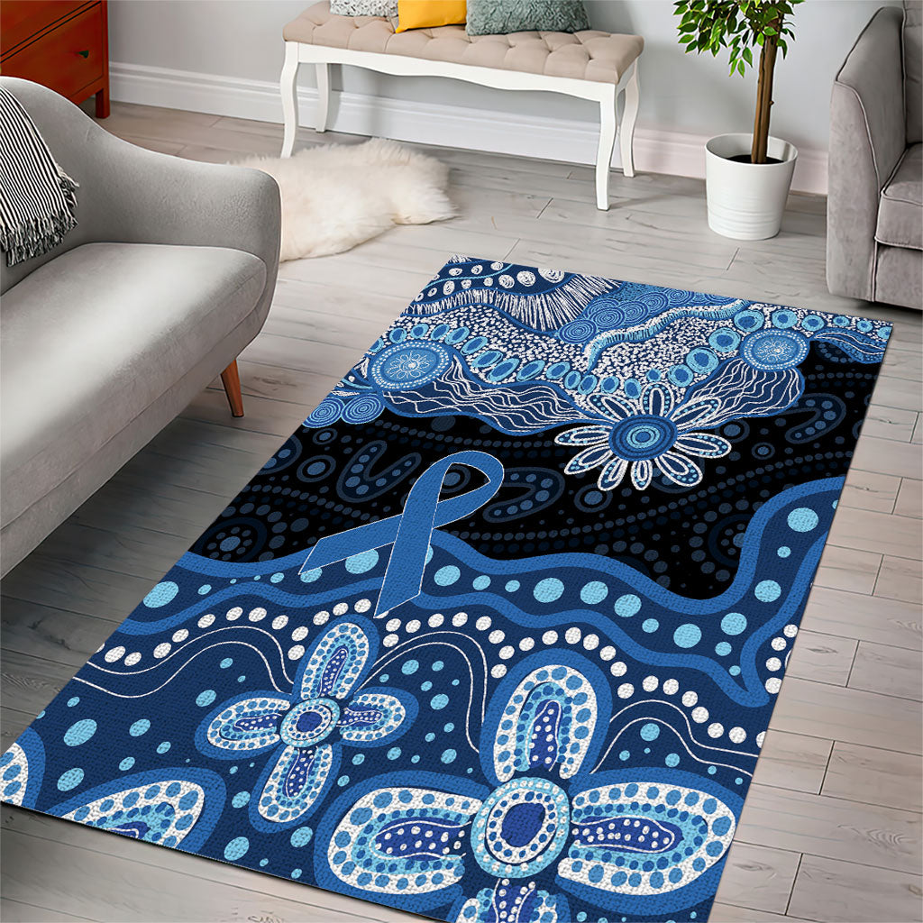 Prostate Cancer Awareness Aussie Indigenous Area Rug Blue Ribbon Aboriginal Arts