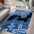 Prostate Cancer Awareness Aussie Indigenous Area Rug Blue Ribbon Aboriginal Arts