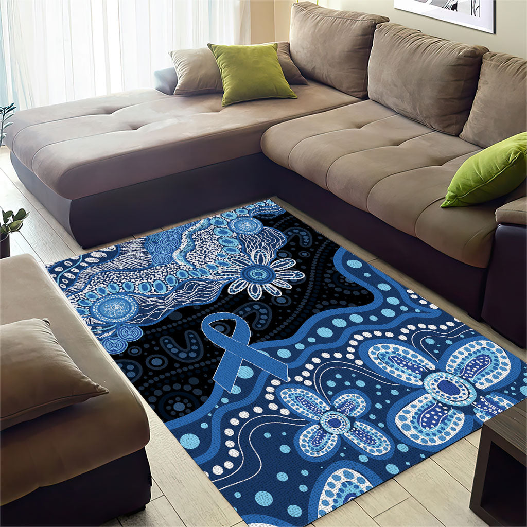 Prostate Cancer Awareness Aussie Indigenous Area Rug Blue Ribbon Aboriginal Arts