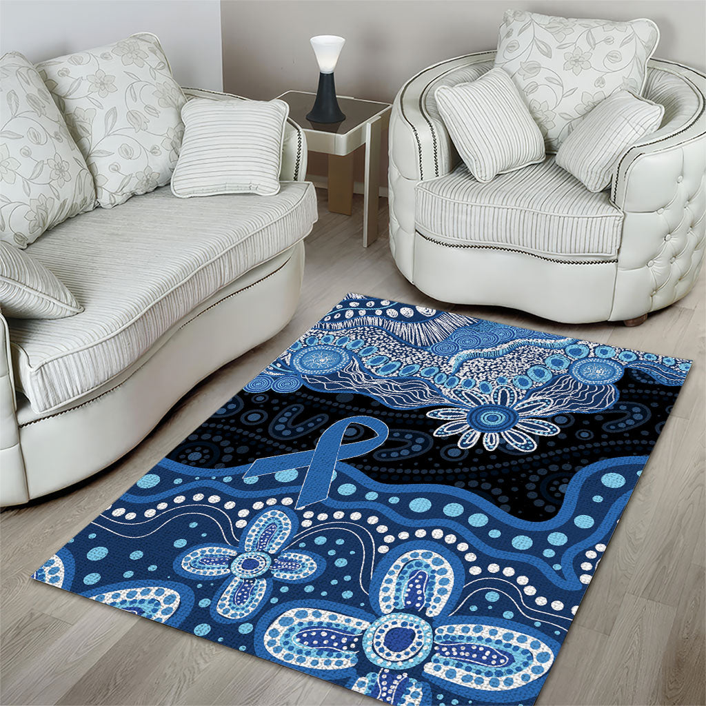 Prostate Cancer Awareness Aussie Indigenous Area Rug Blue Ribbon Aboriginal Arts