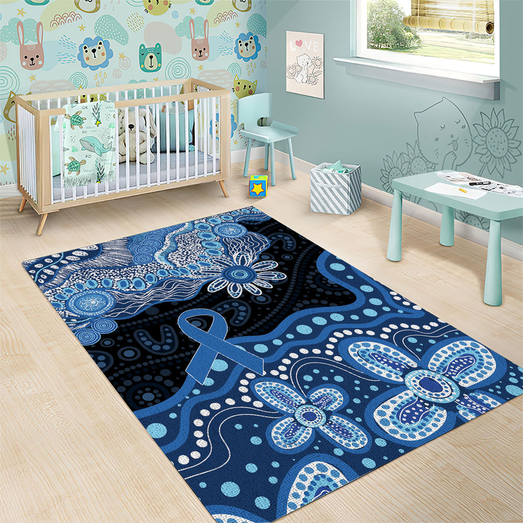 Prostate Cancer Awareness Aussie Indigenous Area Rug Blue Ribbon Aboriginal Arts