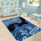 Prostate Cancer Awareness Aussie Indigenous Area Rug Blue Ribbon Aboriginal Arts