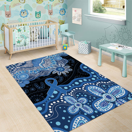 Prostate Cancer Awareness Aussie Indigenous Area Rug Blue Ribbon Aboriginal Arts