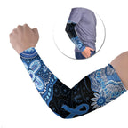Prostate Cancer Awareness Aussie Indigenous Arm Sleeves Blue Ribbon Aboriginal Arts