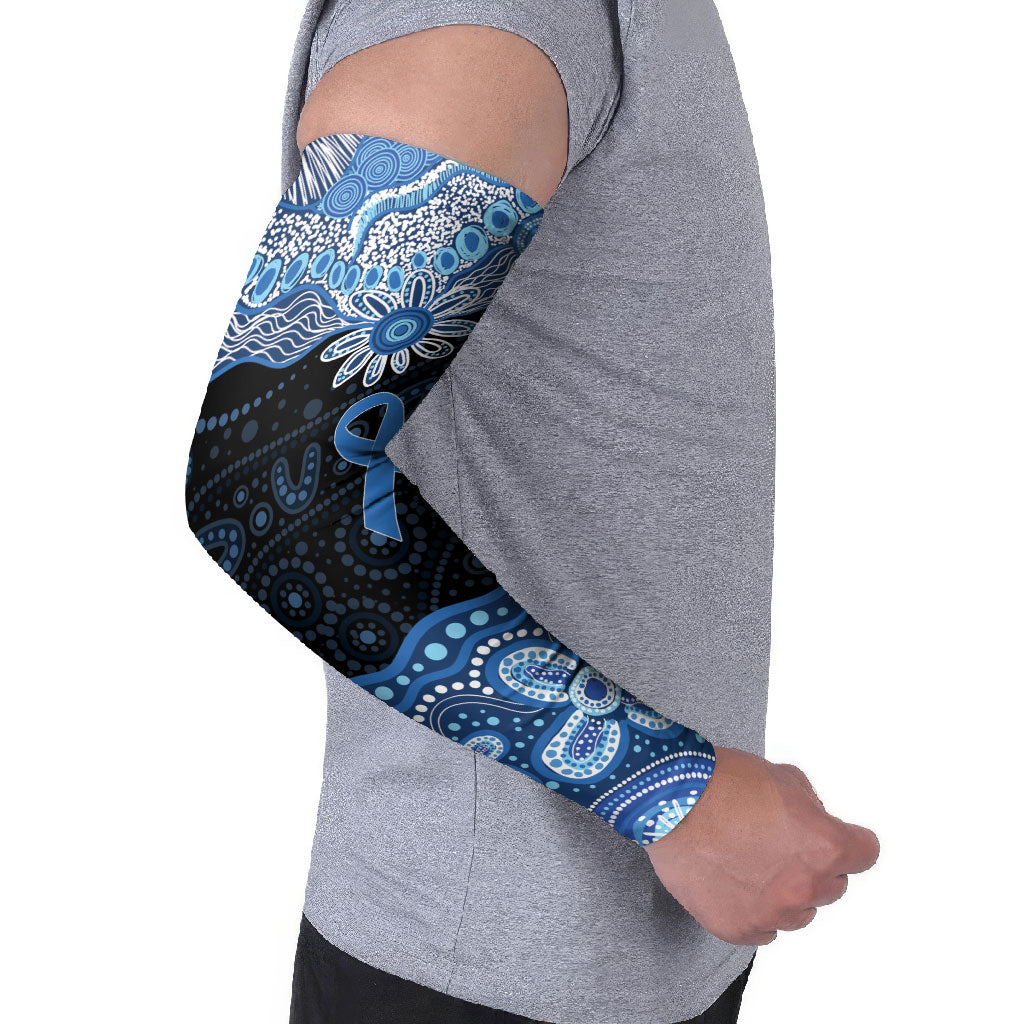 Prostate Cancer Awareness Aussie Indigenous Arm Sleeves Blue Ribbon Aboriginal Arts