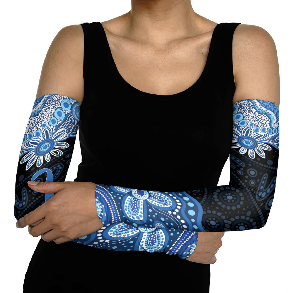 Prostate Cancer Awareness Aussie Indigenous Arm Sleeves Blue Ribbon Aboriginal Arts
