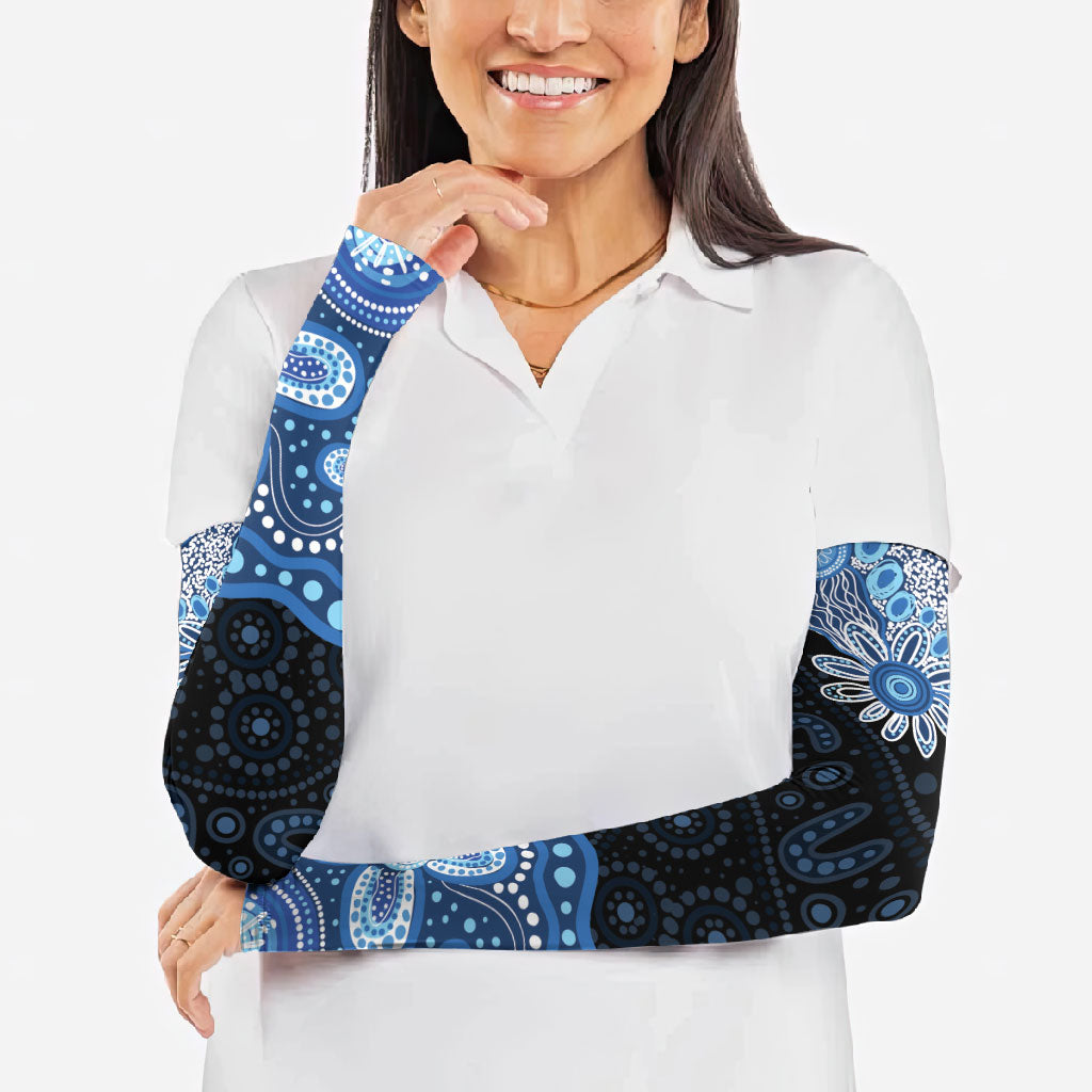 Prostate Cancer Awareness Aussie Indigenous Arm Sleeves Blue Ribbon Aboriginal Arts