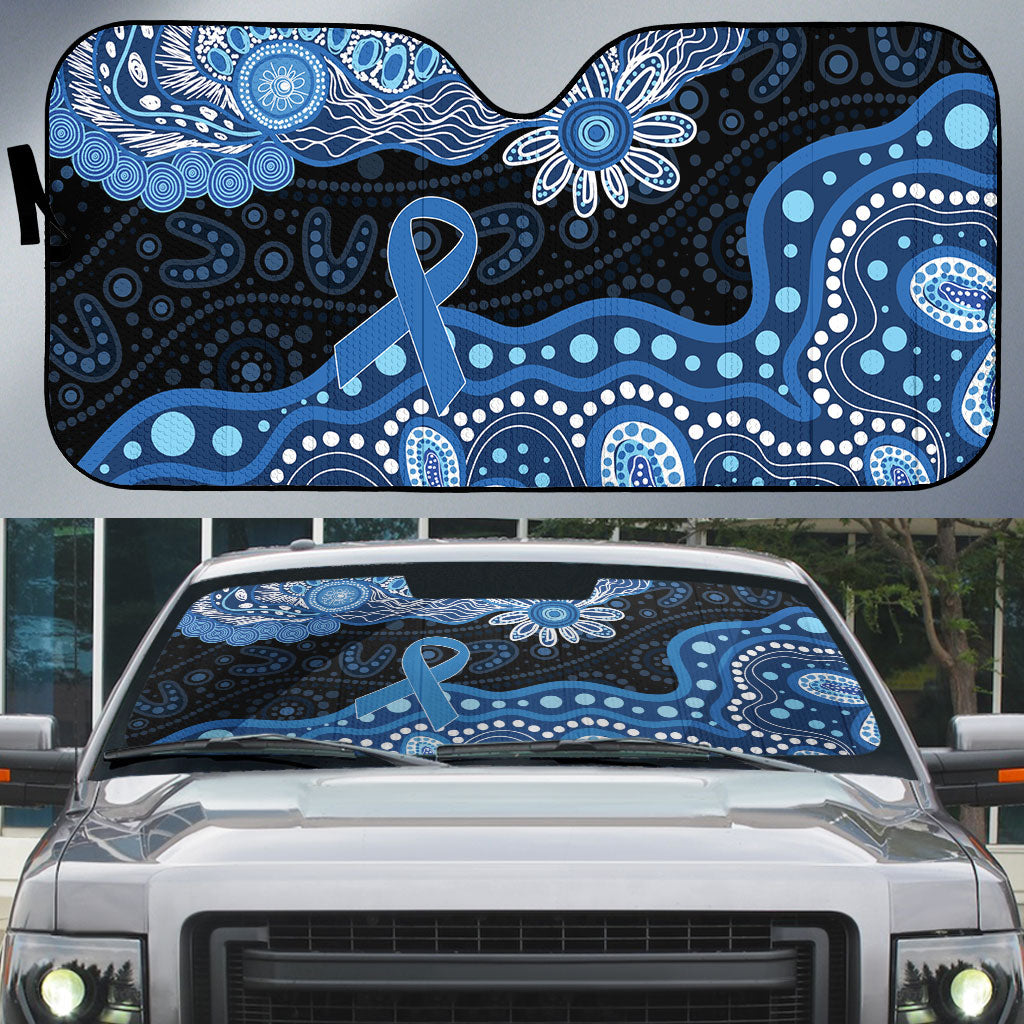 Prostate Cancer Awareness Aussie Indigenous Auto Sun Shade Blue Ribbon Aboriginal Arts
