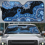 Prostate Cancer Awareness Aussie Indigenous Auto Sun Shade Blue Ribbon Aboriginal Arts
