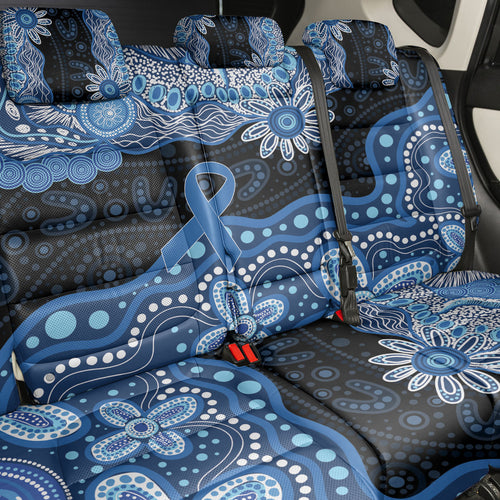 Prostate Cancer Awareness Aussie Indigenous Back Car Seat Cover Blue Ribbon Aboriginal Arts