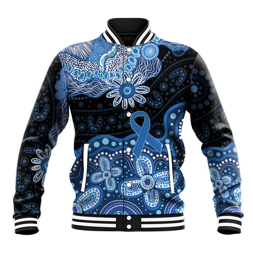 Prostate Cancer Awareness Aussie Indigenous Baseball Jacket Blue Ribbon Aboriginal Arts