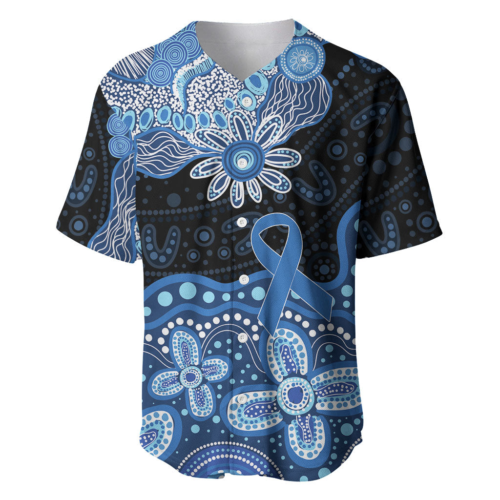 Prostate Cancer Awareness Aussie Indigenous Baseball Jersey Blue Ribbon Aboriginal Arts