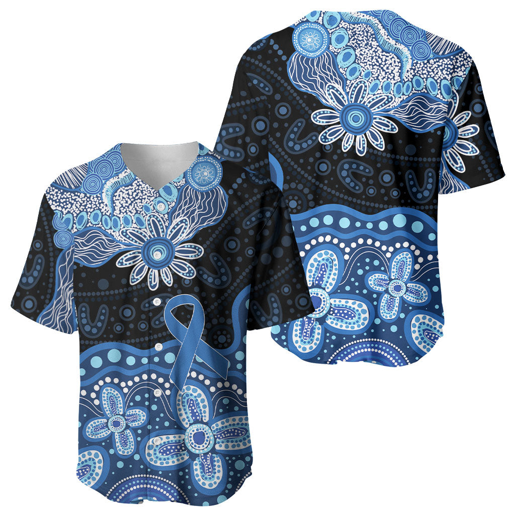 Prostate Cancer Awareness Aussie Indigenous Baseball Jersey Blue Ribbon Aboriginal Arts