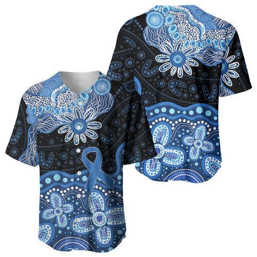 Prostate Cancer Awareness Aussie Indigenous Baseball Jersey Blue Ribbon Aboriginal Arts